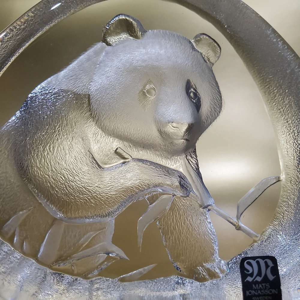 Mats Jonasson Sweden 🇸🇪 Lead Crystal Panda 🐼 4 1/2" Art Glass Signed Numbered - Picture 4 of 16